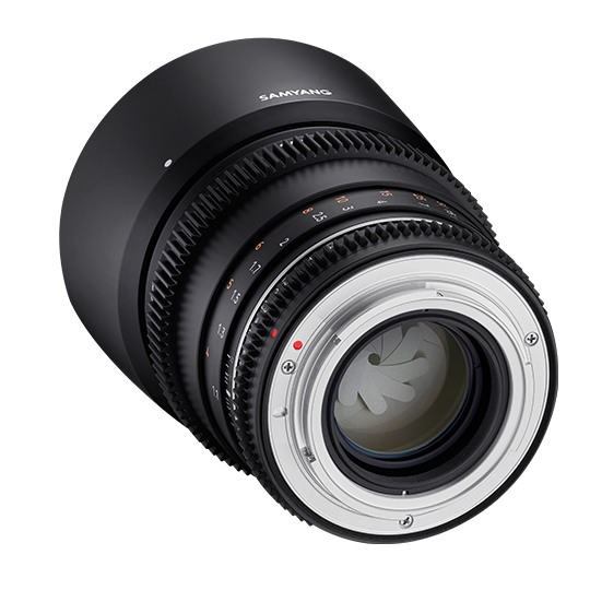 A Sony lens mount camera lens with a black body, textured front ring, and silver metal mount ring, shown at an angle on a white background.